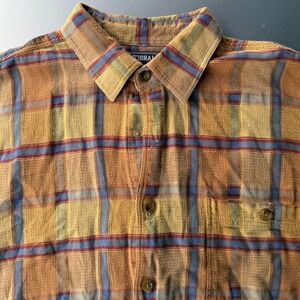 Fall colored earth tone Oversized vintage National Outfitters plaid button-up